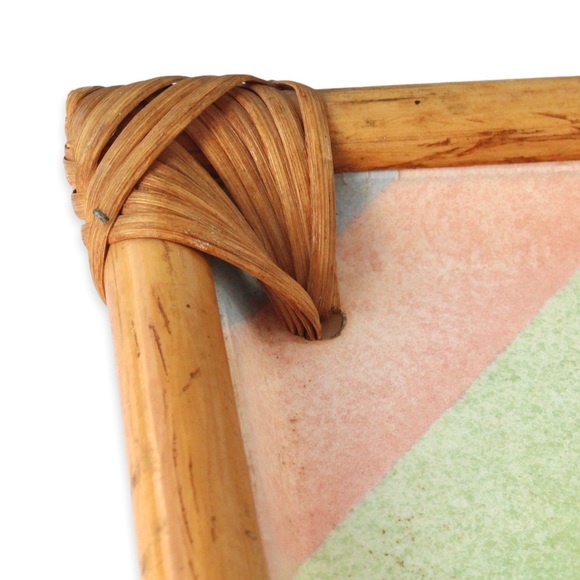 Vintage 1980s French Serving Tray Fiberglass Bamboo Alpac Anne Stringer Camaieu - Picture 8 of 10